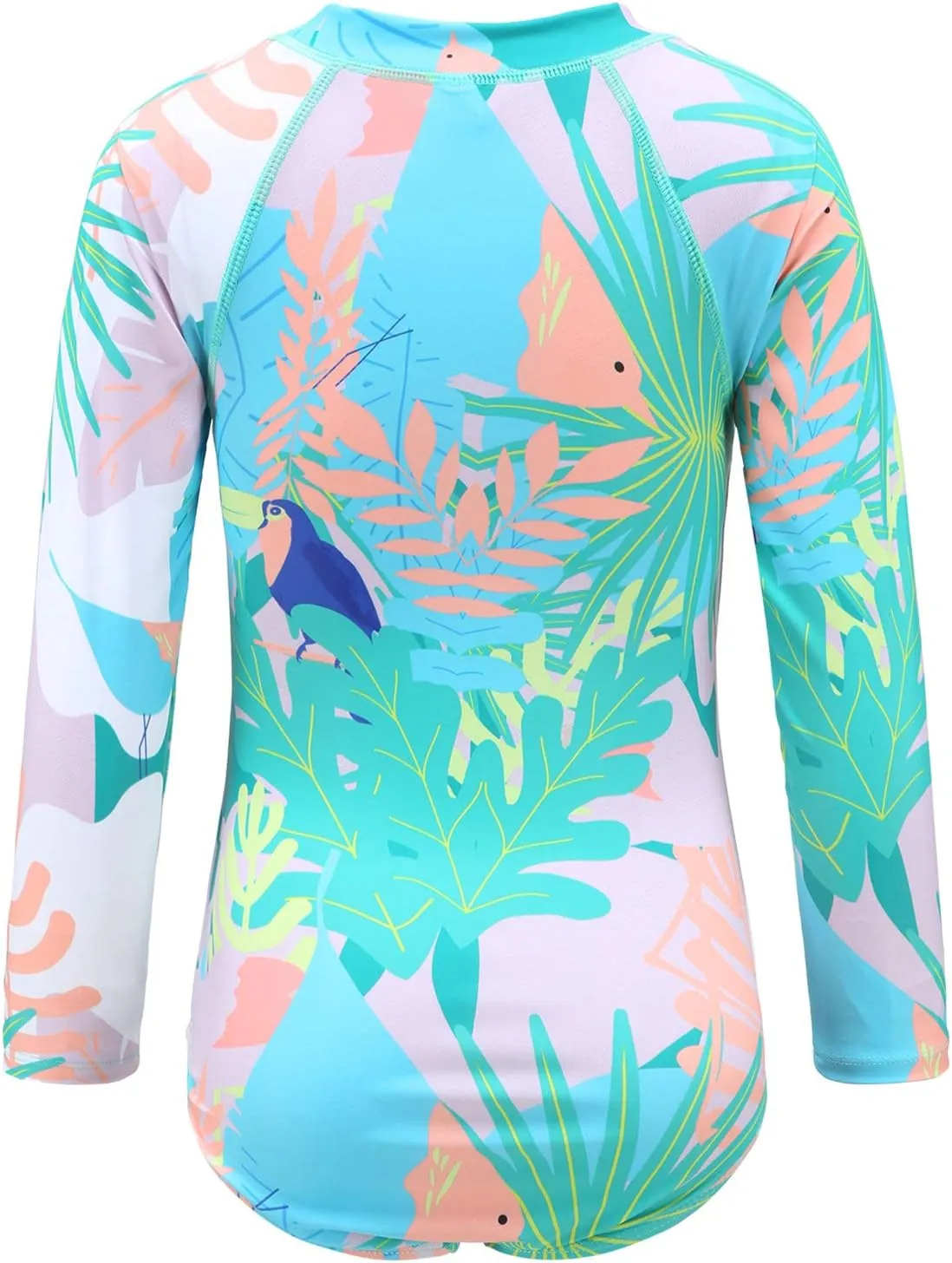 Girls Rash Guard Long Sleeve One Piece Swimsuits Stripes Zipper Bathing Suits UPF 50 /Sun Protection