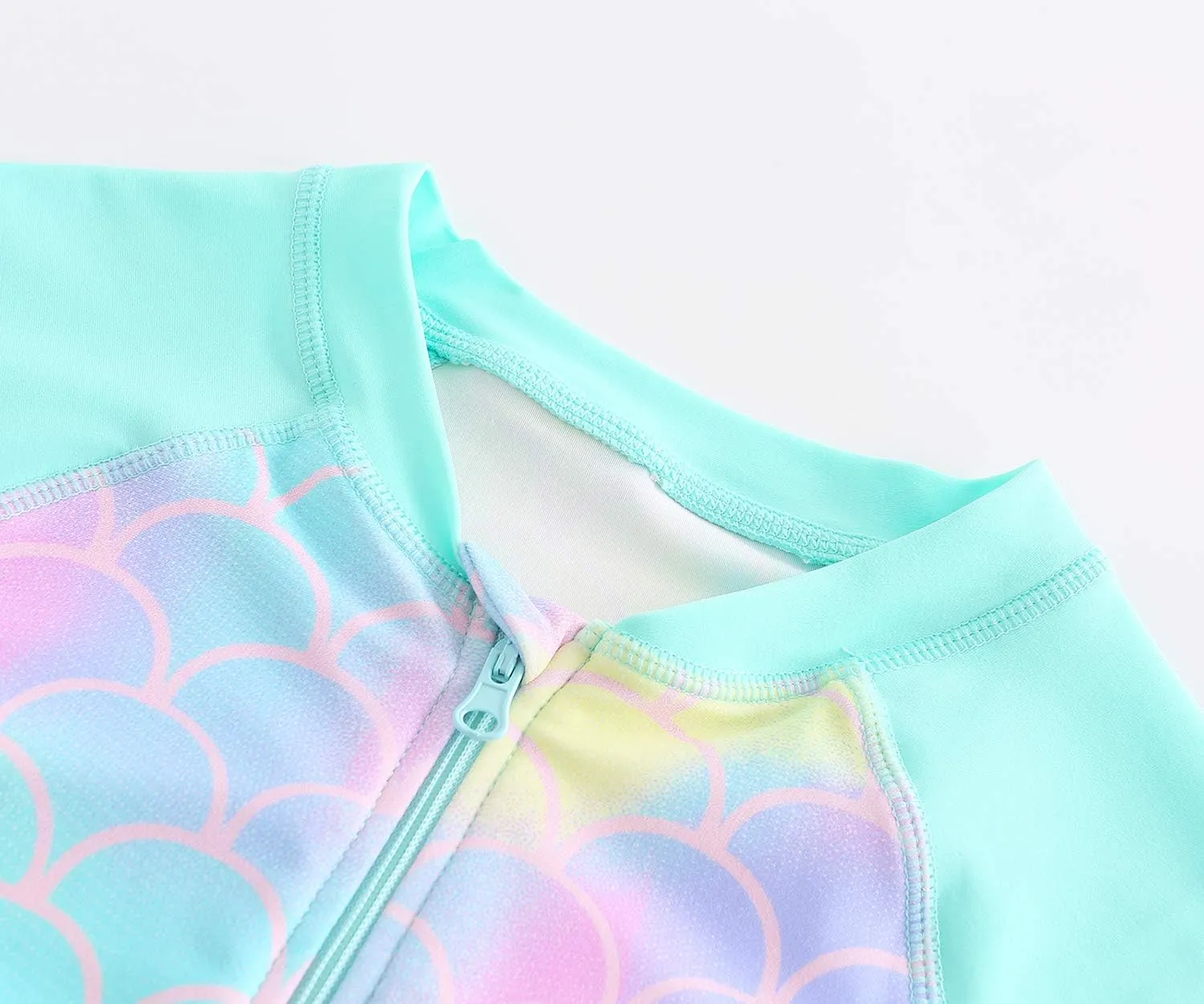 Girls Rash Guard Long Sleeve One Piece Swimsuits Stripes Zipper Bathing Suits UPF 50 /Sun Protection