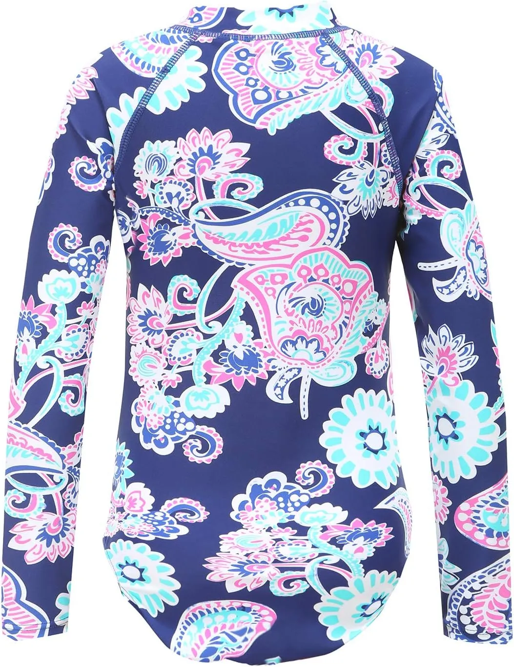 Girls Rash Guard Long Sleeve One Piece Swimsuits Stripes Zipper Bathing Suits UPF 50 /Sun Protection