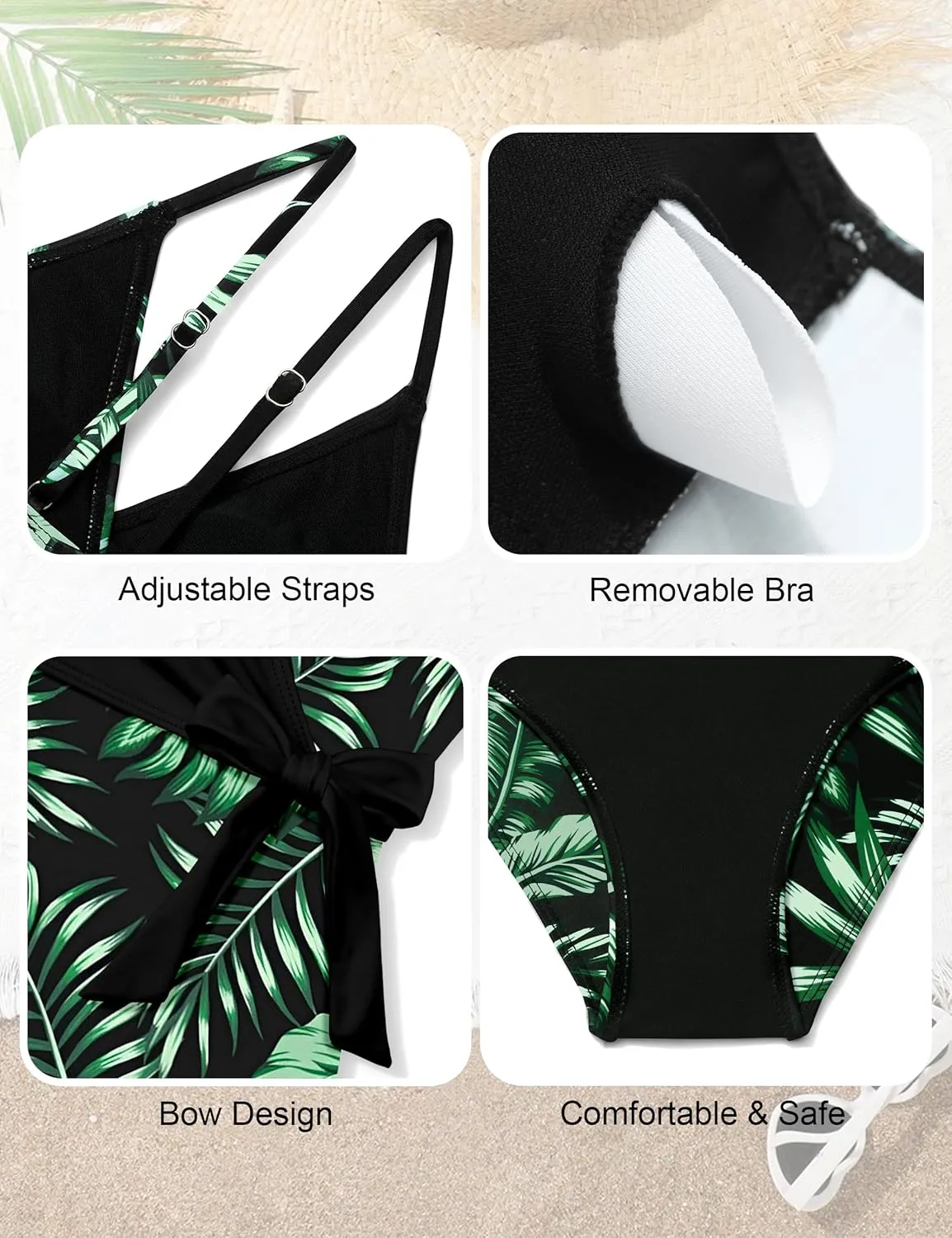 Girls Swimsuit One Piece Bathing Suit Tropical Floral with Adjustable Straps Girls'Swimwear with Cover Up 9-16T