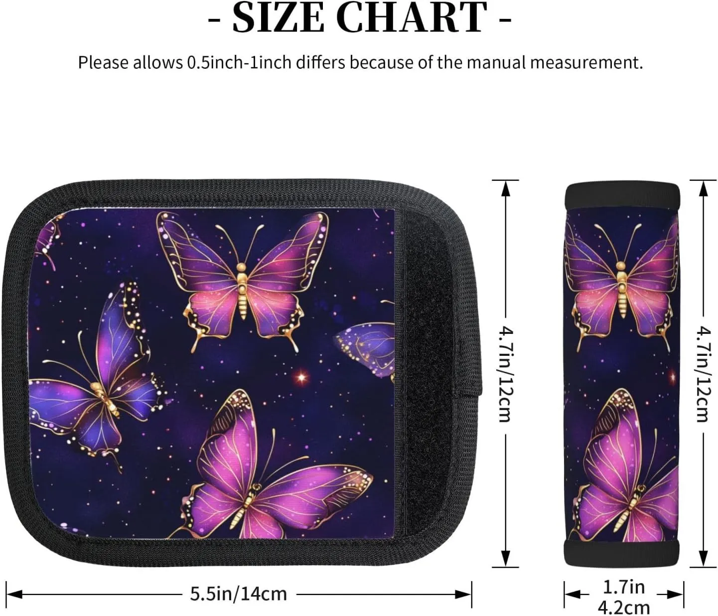 Glowing Butterflies Purple Luggage Handles Wrap Grips For Suitcases Luggage Travel Accessories For Airplane 2pcs