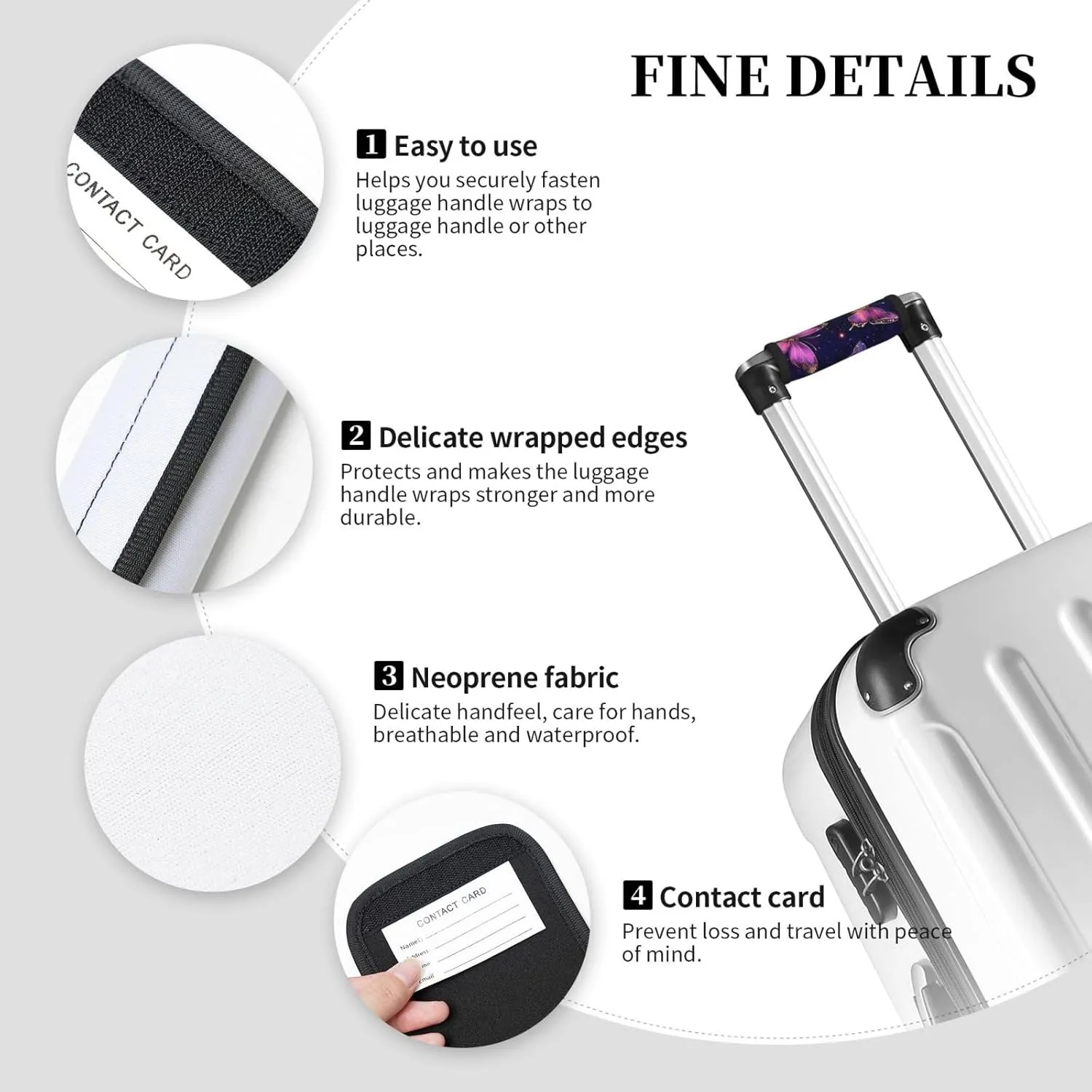 Glowing Butterflies Purple Luggage Handles Wrap Grips For Suitcases Luggage Travel Accessories For Airplane 2pcs