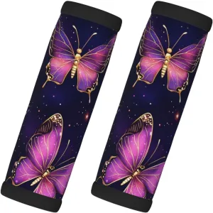 Glowing Butterflies Purple Luggage Handles Wrap Grips For Suitcases Luggage Travel Accessories For Airplane 2pcs