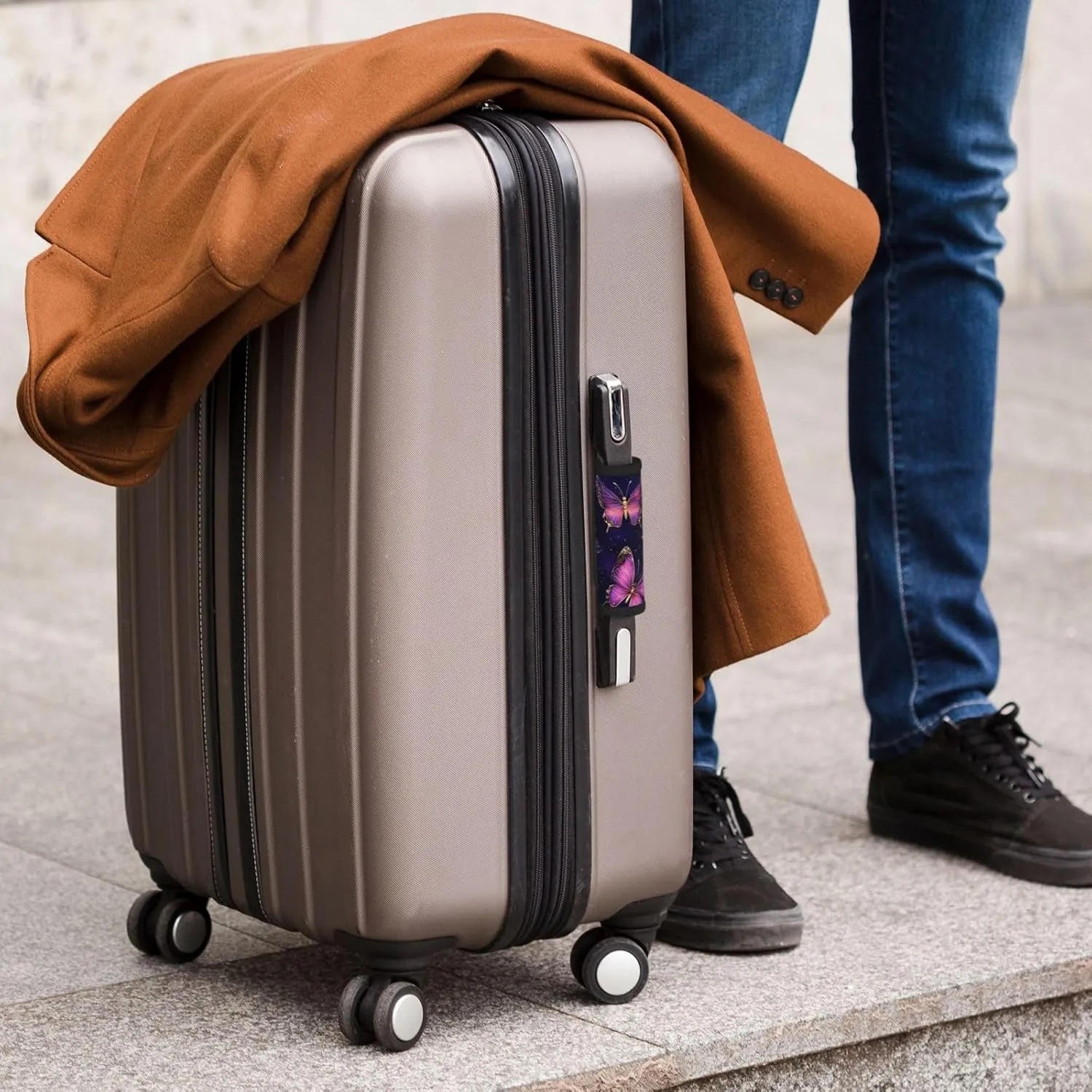 Glowing Butterflies Purple Luggage Handles Wrap Grips For Suitcases Luggage Travel Accessories For Airplane 2pcs