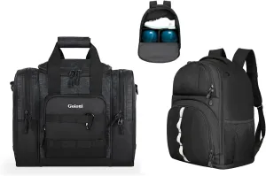 Goloni Bowling Ball Bag,2 Ball Bowling Backpack,Bowling Ball Bag with Shoe Compartment, Fits Bowling Shoes Up to US Mens Size 16 and Accessories