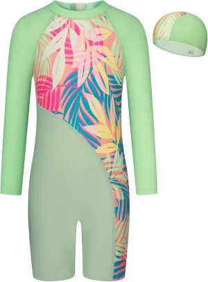 GRACE KARIN Girls Swimsuit Long Sleeve UV Protective Bathing Suit One Piece Swimwear for Kids 5-12 Years