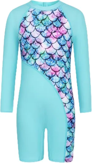 GRACE KARIN Girls Swimsuit Long Sleeve UV Protective Bathing Suit One Piece Swimwear for Kids 5-12 Years