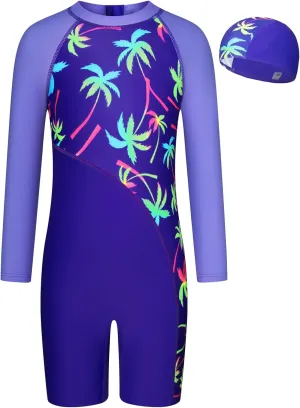 GRACE KARIN Girls Swimsuit Long Sleeve UV Protective Bathing Suit One Piece Swimwear for Kids 5-12 Years