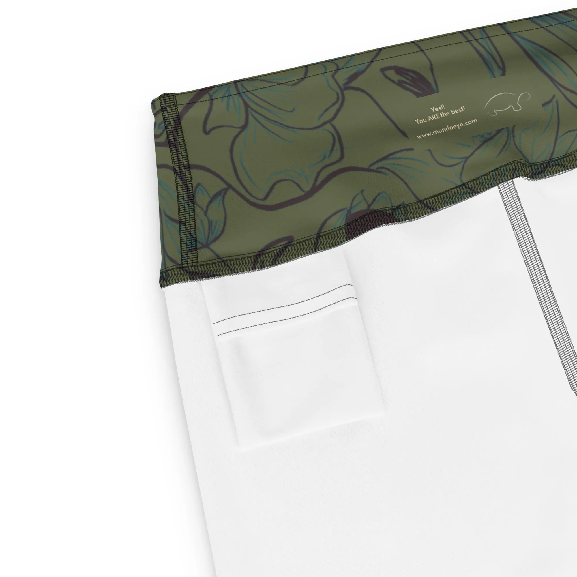 Green Flowers Yoga Shorts. Miami Collection