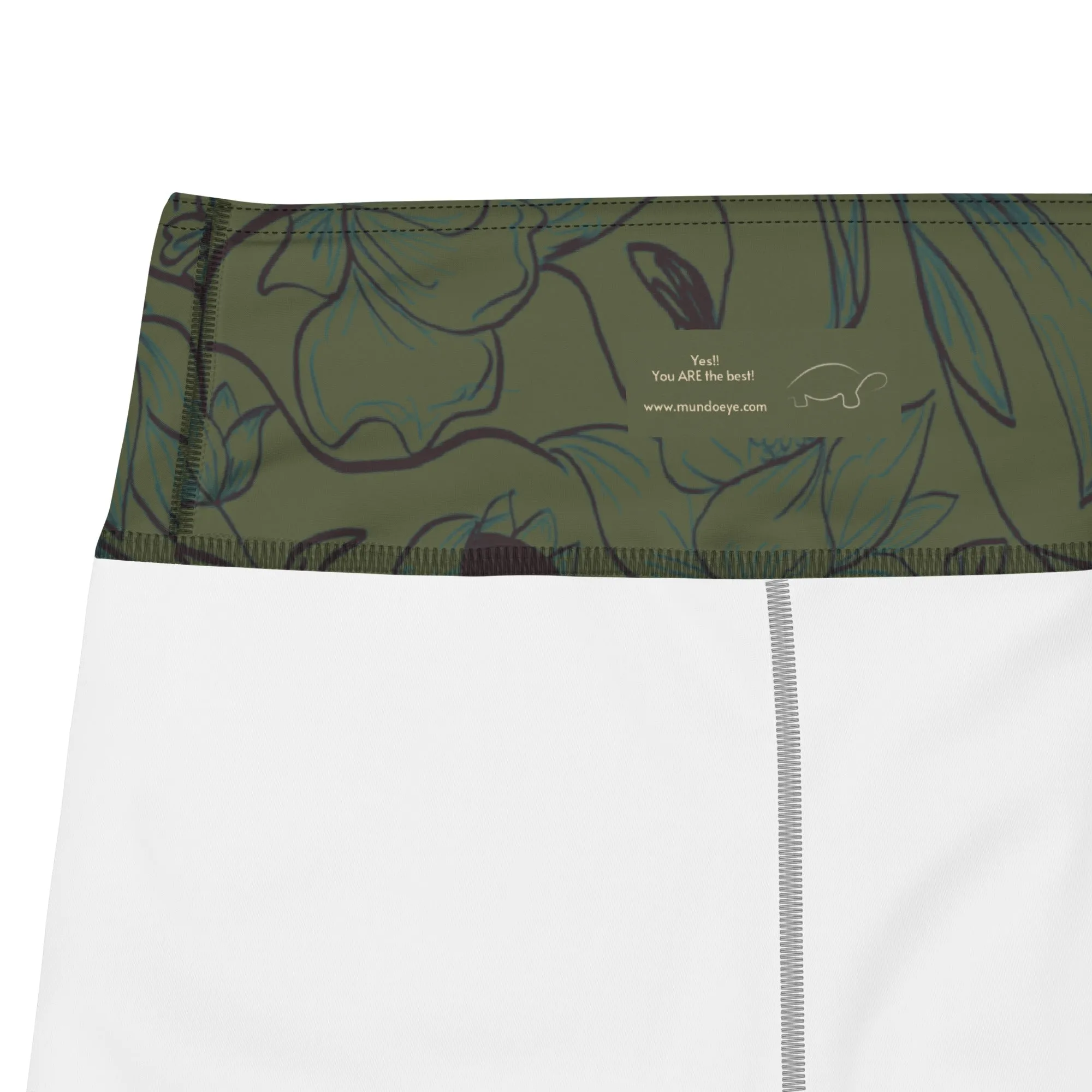 Green Flowers Yoga Shorts. Miami Collection