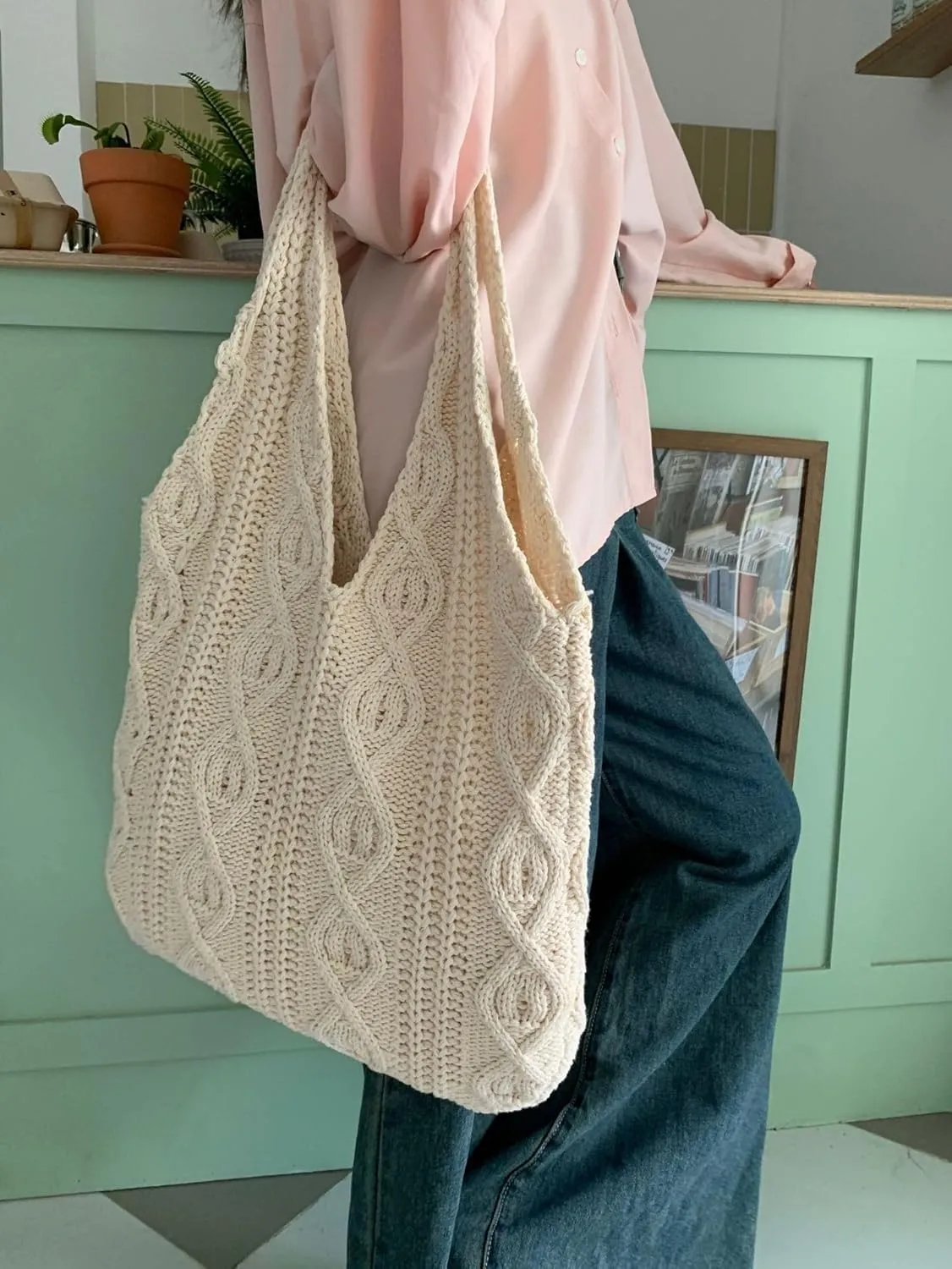 Grunge Accessories Crochet Tote Beach Bag Hobo Bags Fairy Grunge Aesthetic Shoulder Bags Purse for Women