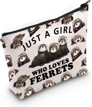 Gzrlyf Ferret Makeup Bag Just a Girl Loves Ferrets Jewelry Ferret Gifts For Women Ferret Lovers Ferret Owner Zipper Pouch (just Ferrets13MB)