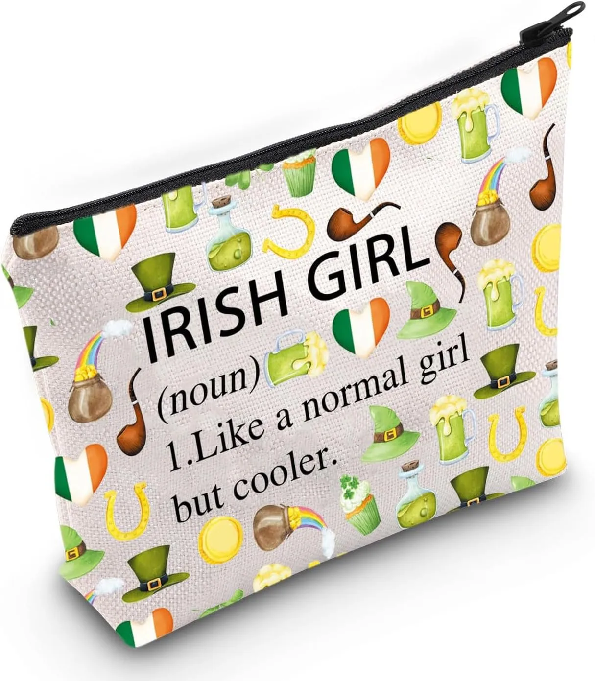 Gzrlyf Ireland Travel Gift Ireland Makeup Bag Ireland Trip Gift Ireland Merch Ireland Lover Gift Irish Girl Cosmetic Travel Bag (IRISH GIRL noun)