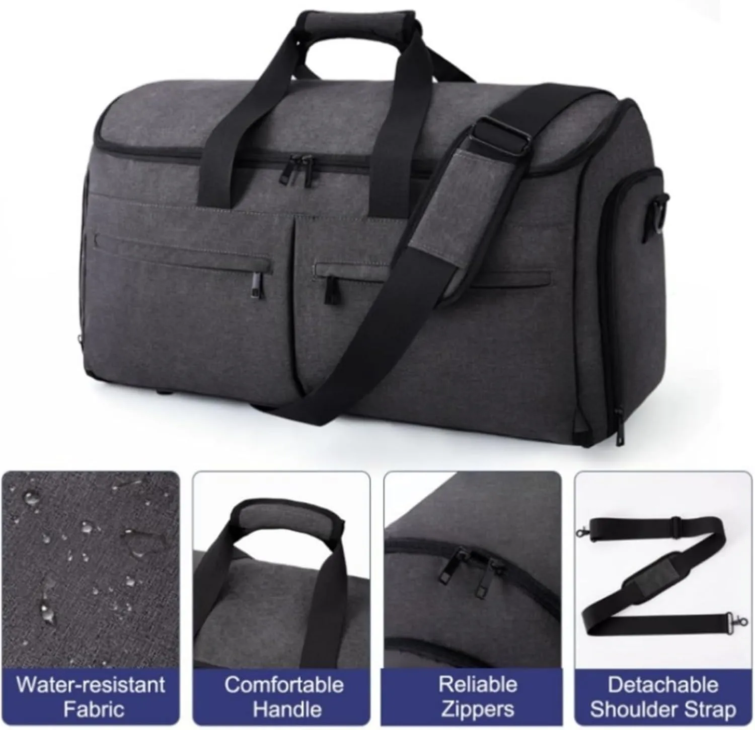 Habrur Duffel Bag Convertible Garment Bags for Travel with Shoes Compartment,2 in 1 Garment Duffle Bag Overnight Bag Travel (Color : B, Size : 22.1 * 10.2 * 12.9in)