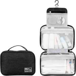 Hanging Travel Toiletry Bag for Men,10 X 6.5 Inch Makeup Bag,Foldable Portable Large Capacity Travel Toiletries Bag with Compartment,Waterproof Travel Cosmetic Bag,Travel Essentials