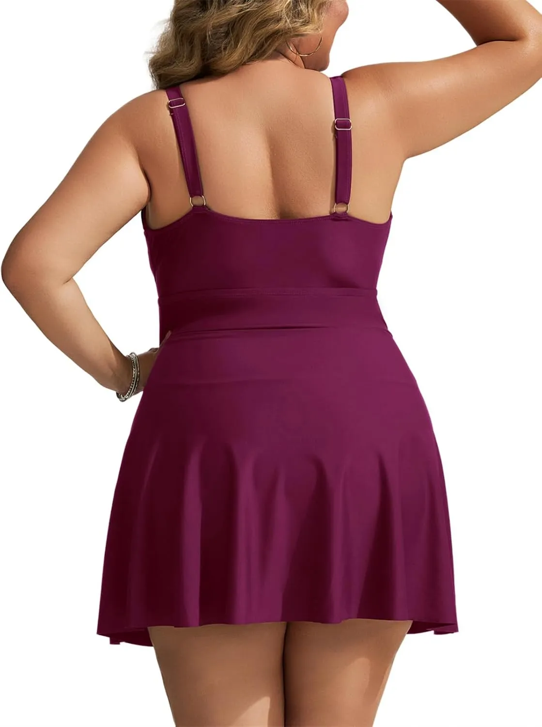 Hanna Nikole Women Plus Size Swimdress One Piece Swimsuit Tummy Control Twist Front Bathing Suit Ruched Skirted Swimwear