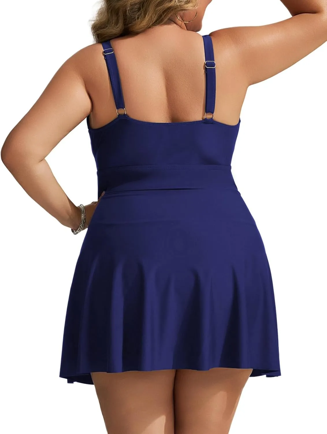 Hanna Nikole Women Plus Size Swimdress One Piece Swimsuit Tummy Control Twist Front Bathing Suit Ruched Skirted Swimwear
