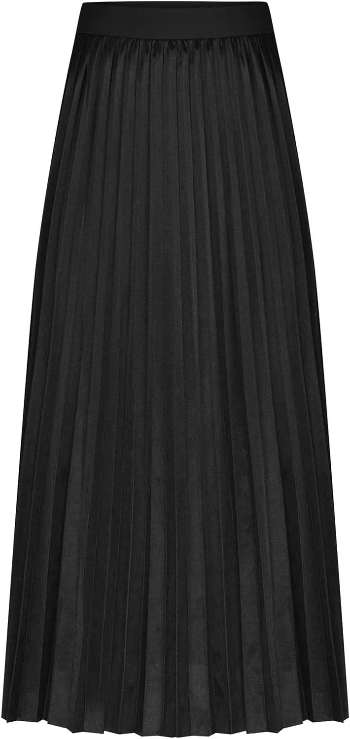 HGps8w Satin Maxi Skirt for Women 2025 Summer Elegant Sliky High Waisted Pleated Versatile Skirts Long Flowy Dress