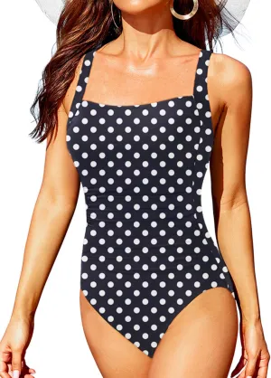 Holipick One Piece Bathing Suit for Women Push Up Tummy Control Swimsuits Modest Vintage Slimming Retro Ruched Swimwear