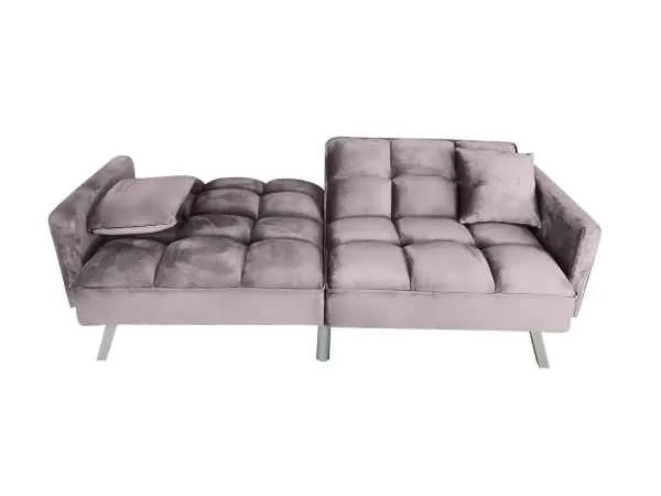 Home FUTON SOFA BED GREY VELVET