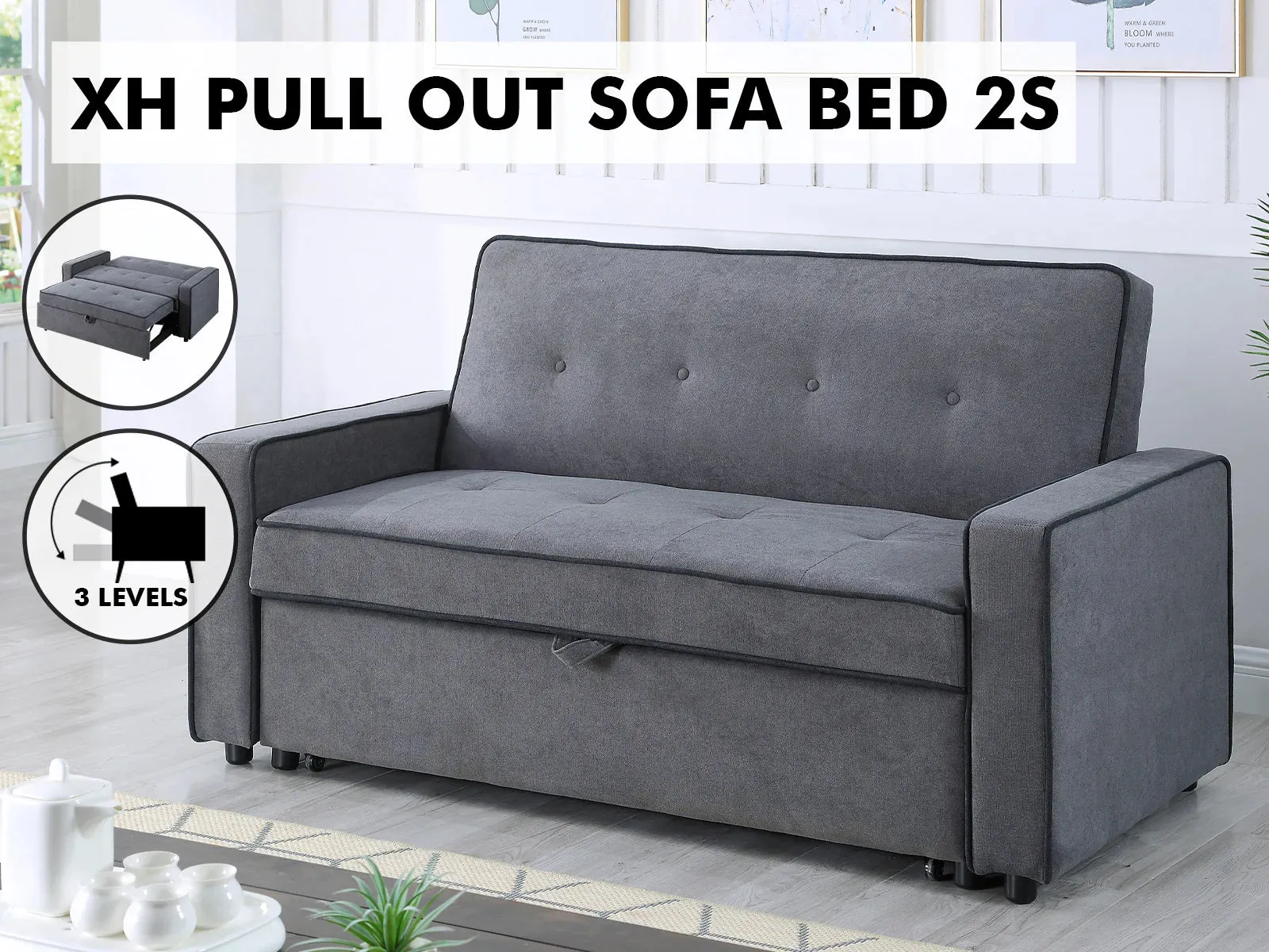 Home Pull Out Sofa Bed GREY