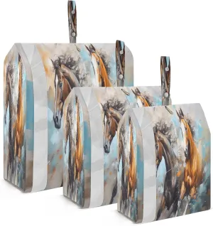 Horse Painting Packing Cubes for Travel 3 Set Compression Packing Cube Luggage Cubes for Travel Accessories