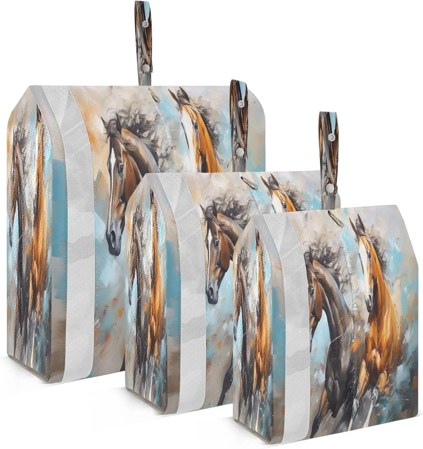 Horse Painting Packing Cubes for Travel 3 Set Compression Packing Cube Luggage Cubes for Travel Accessories