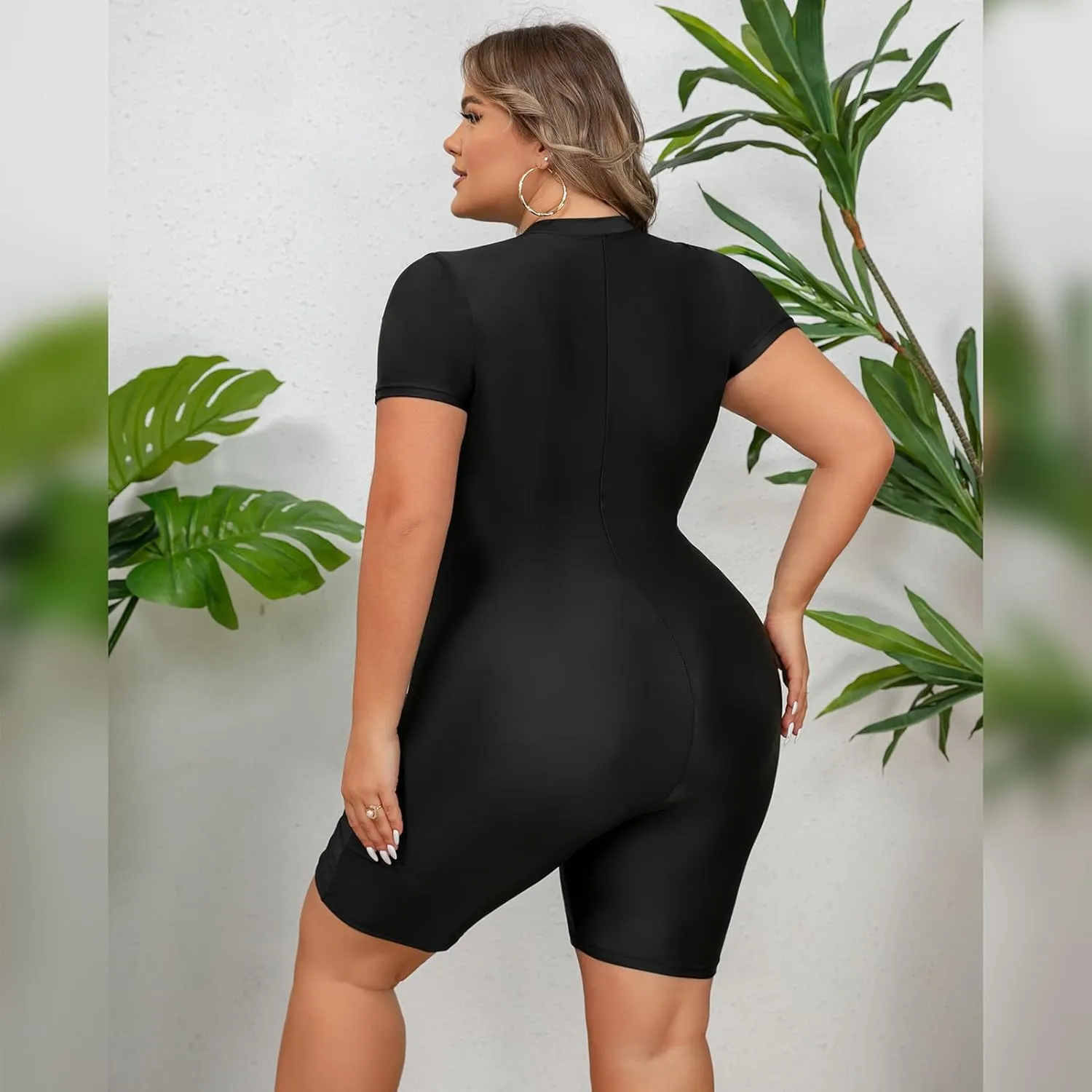 IDOPIP Plus Size One Piece Swimsuit for Women Tummy Control Bathing Suit Sun Protection UPF 50  Rash Guard Surfing Swimwear