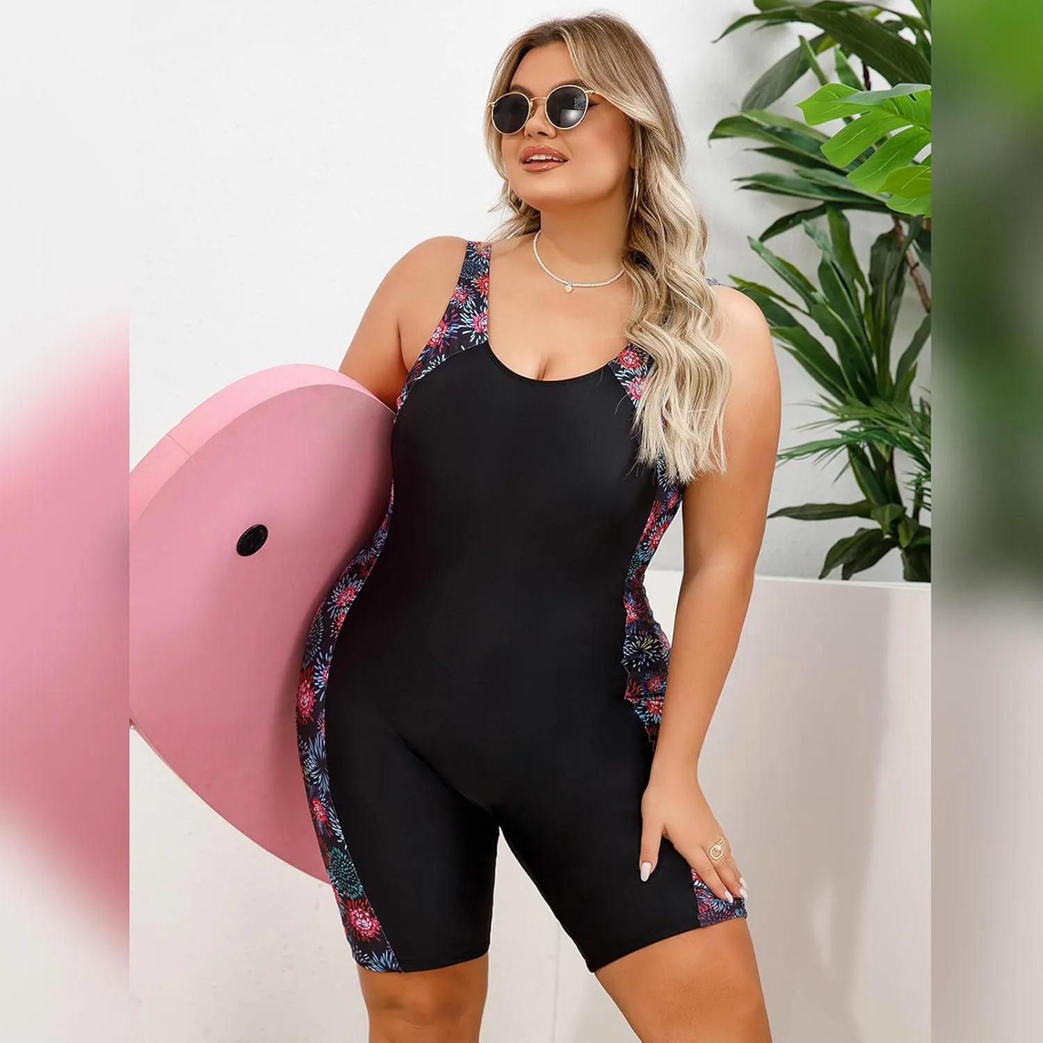 IDOPIP Plus Size One Piece Swimsuit for Women Tummy Control Bathing Suit Sun Protection UPF 50  Rash Guard Surfing Swimwear