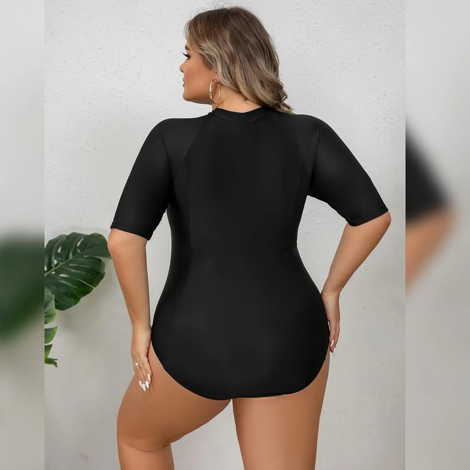 IDOPIP Plus Size One Piece Swimsuit for Women Tummy Control Bathing Suit Sun Protection UPF 50  Rash Guard Surfing Swimwear