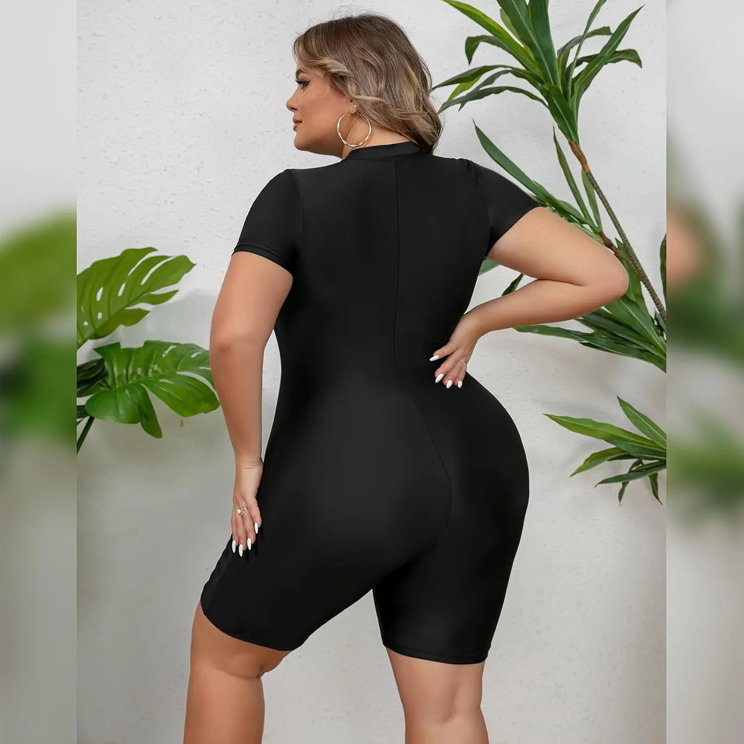 IDOPIP Plus Size One Piece Swimsuit for Women Tummy Control Bathing Suit Sun Protection UPF 50  Rash Guard Surfing Swimwear