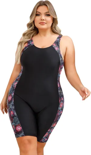 IDOPIP Plus Size One Piece Swimsuit for Women Tummy Control Bathing Suit Sun Protection UPF 50  Rash Guard Surfing Swimwear