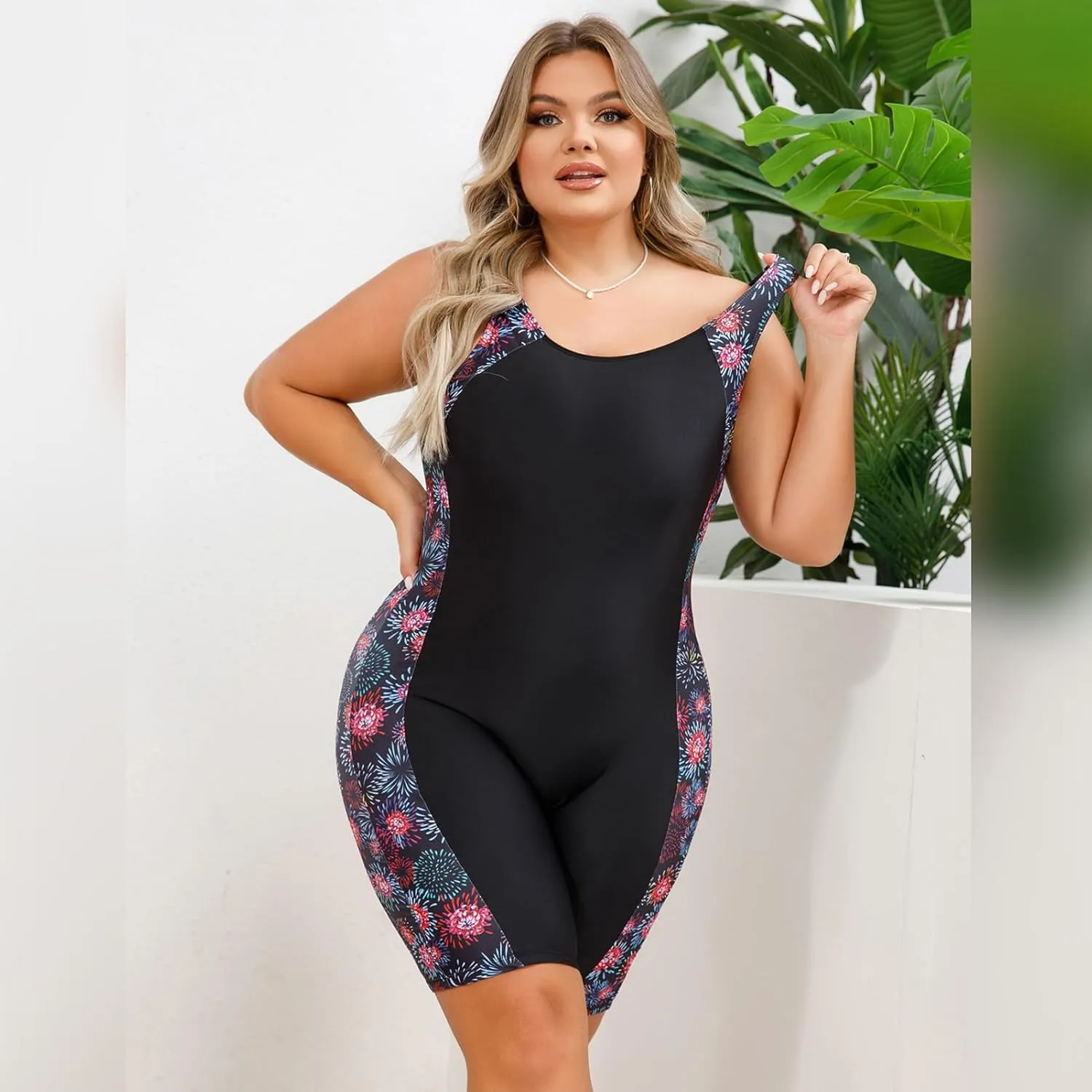 IDOPIP Plus Size One Piece Swimsuit for Women Tummy Control Bathing Suit Sun Protection UPF 50  Rash Guard Surfing Swimwear