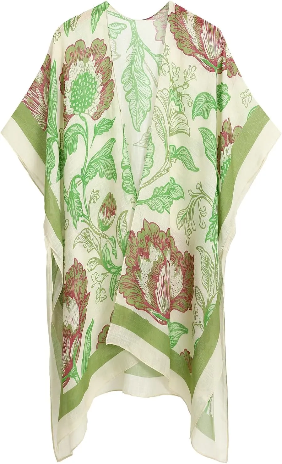 Isurrender Kimonos for Women Lightweight Swimsuit Coverup Boho Floral Beach Cover Ups for Swimwear Casual Summer Cardigan