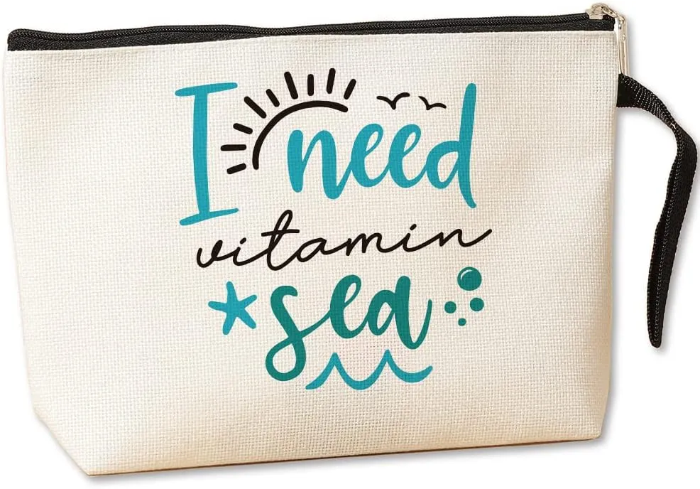 Jztco Inspirational Beach Lover Accessories - Beach Themed Makeup Bags for Women & Girls - Cute Funny Birthday Gifts