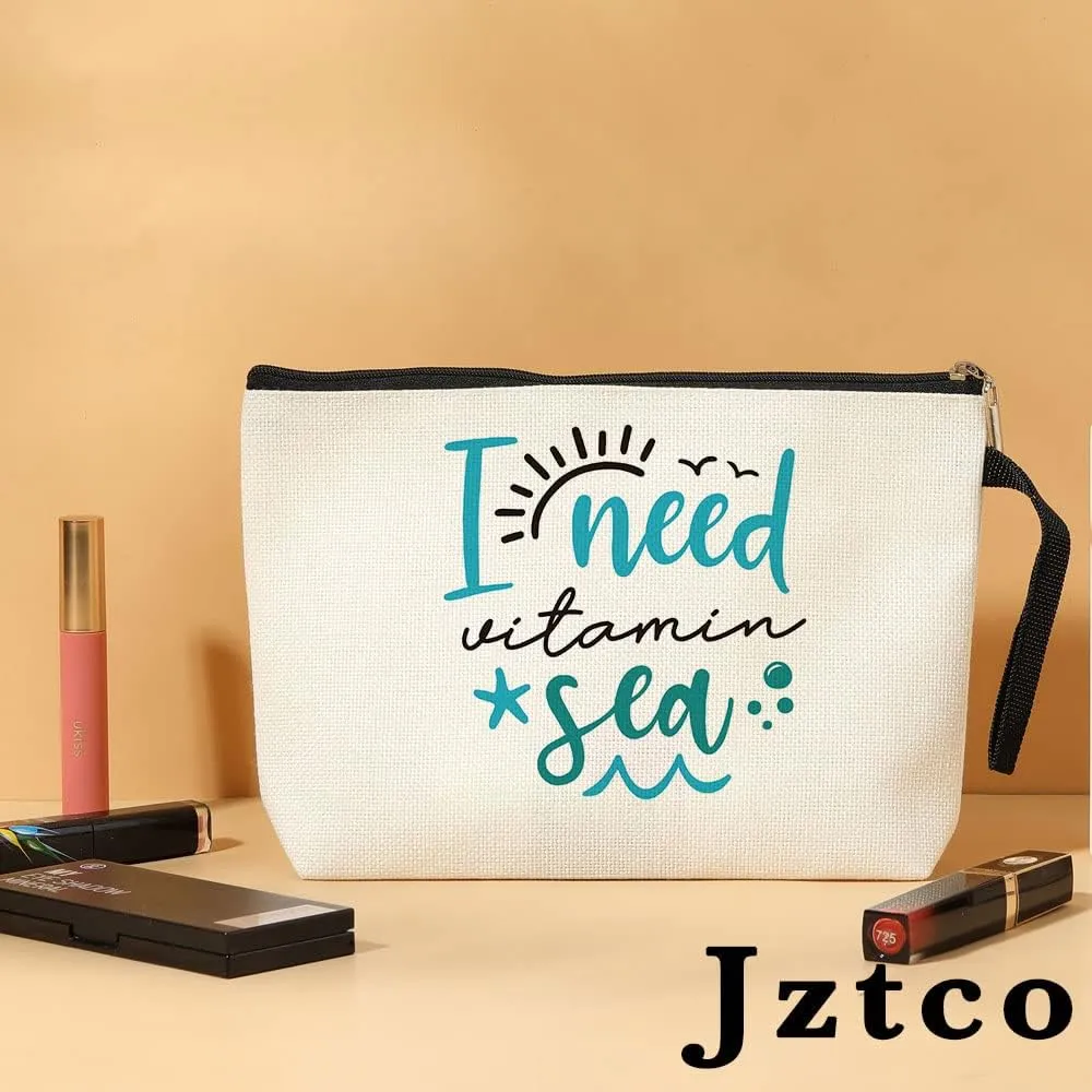 Jztco Inspirational Beach Lover Accessories - Beach Themed Makeup Bags for Women & Girls - Cute Funny Birthday Gifts