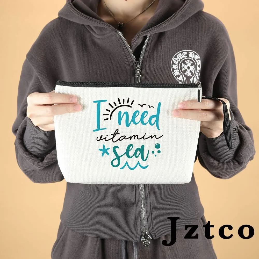 Jztco Inspirational Beach Lover Accessories - Beach Themed Makeup Bags for Women & Girls - Cute Funny Birthday Gifts