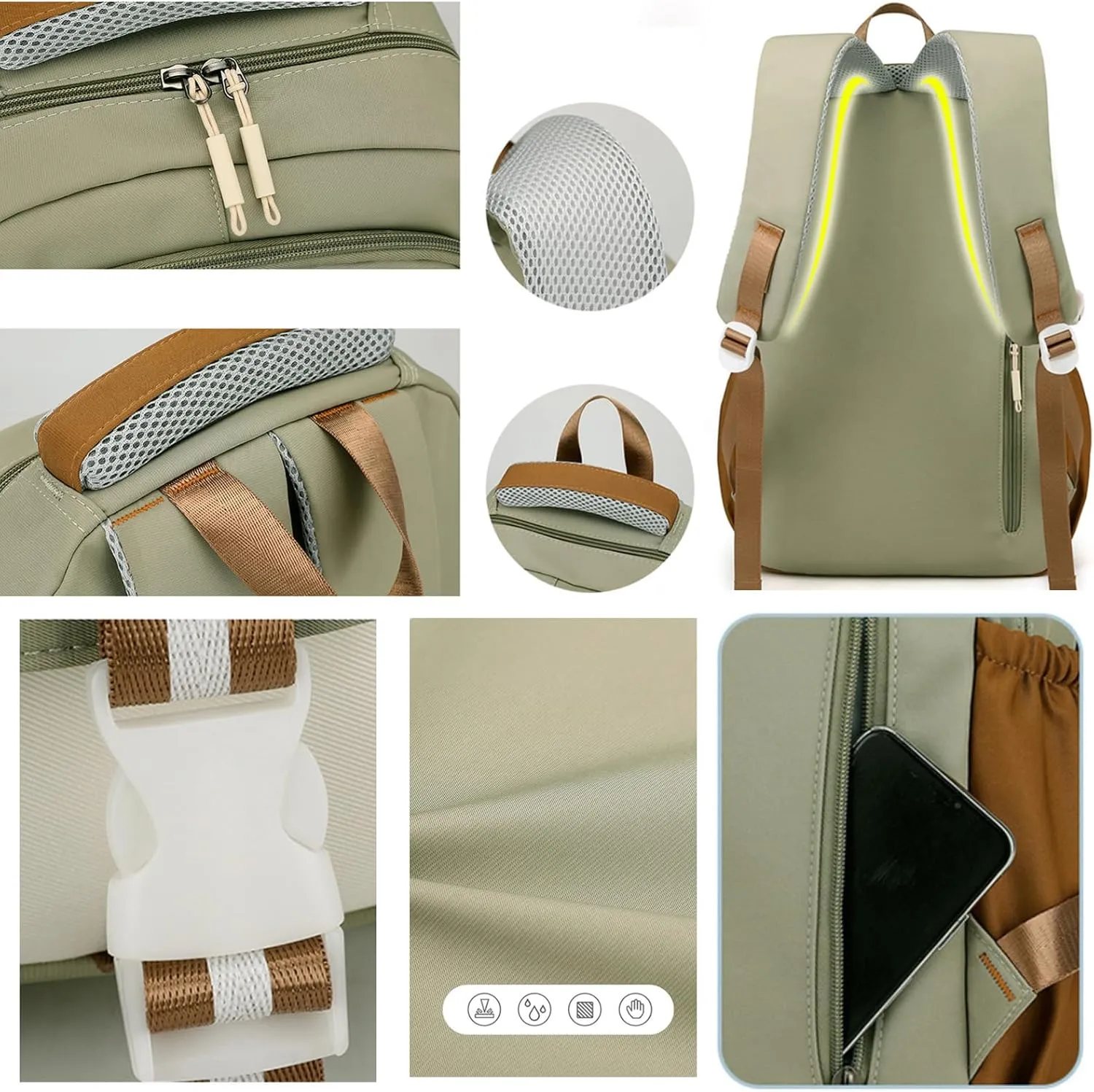 Kawaii Backpack with Cute Accessories Pendant Travel Bag Large Outdoor Waterproof Casual Daypack Women Men (Pink)
