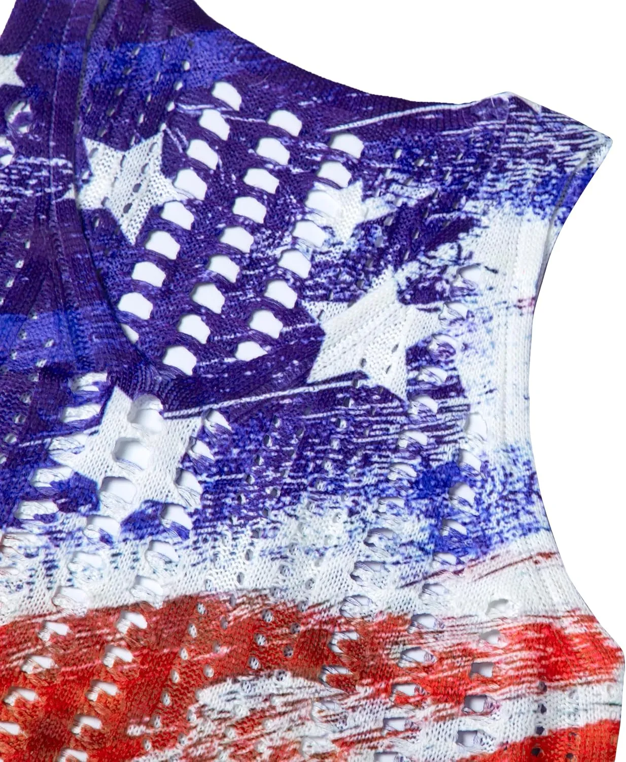 KIDDAD American Flag Swimsuits Coverup for Women Crochet Bathing Suit Cover Ups 4th of July Beach Swimwear Tank Dresses