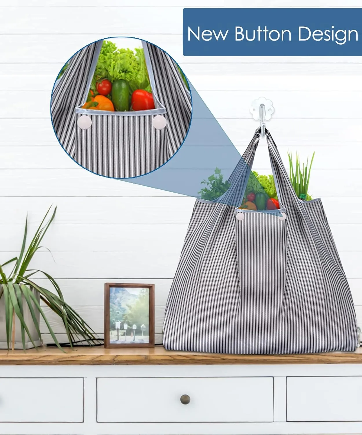 KINGMAS Reusable Grocery Bags, Eco-Friendly Folding Tote Shopping Bag fits in Pocket, Washable Waterproof Nylon Pouch Bags