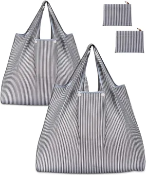 KINGMAS Reusable Grocery Bags, Eco-Friendly Folding Tote Shopping Bag fits in Pocket, Washable Waterproof Nylon Pouch Bags