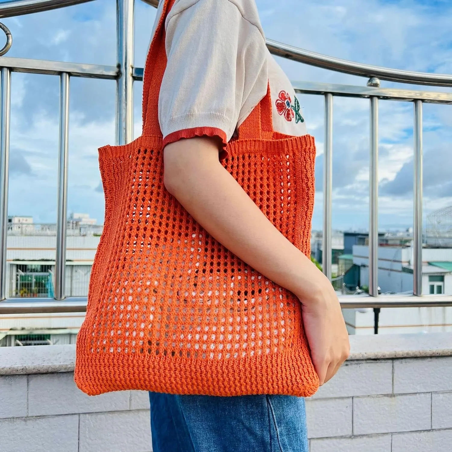 Knitted Women's Crossbody Hobo Shoulder Bags Top-Handle Bag Cutout Grunge Aesthetic Accessories Tote Bag
