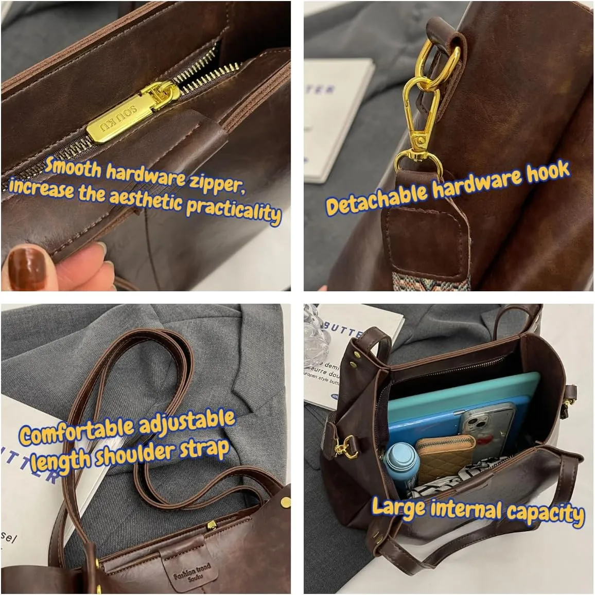 Leather Crossbody Bags for Women Leather Everything Shoulder Bag Work Tote Bags for Women