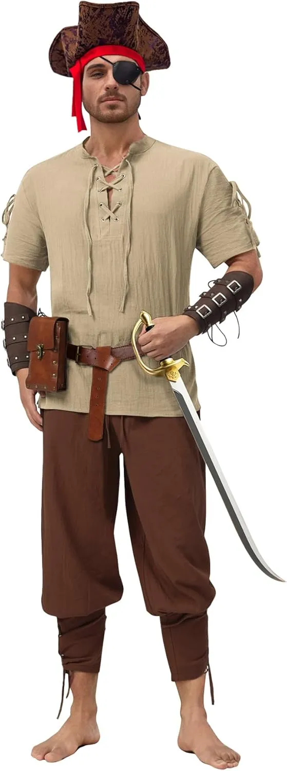 Leather Sword Belt Saber Dagger Holster, Vikings Pirate Cosplay Medieval Renaissance Accessories for Ren Faire