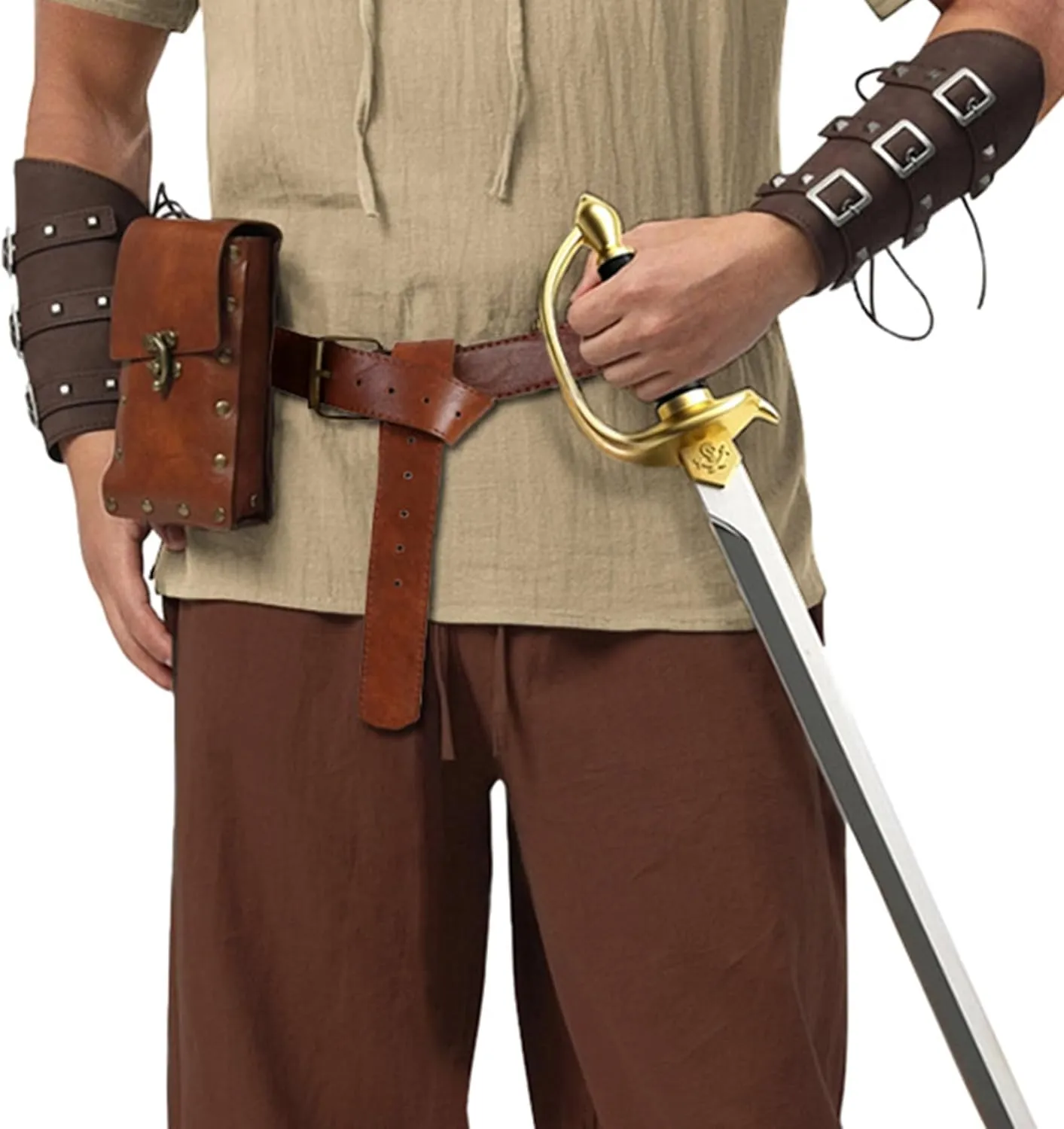 Leather Sword Belt Saber Dagger Holster, Vikings Pirate Cosplay Medieval Renaissance Accessories for Ren Faire