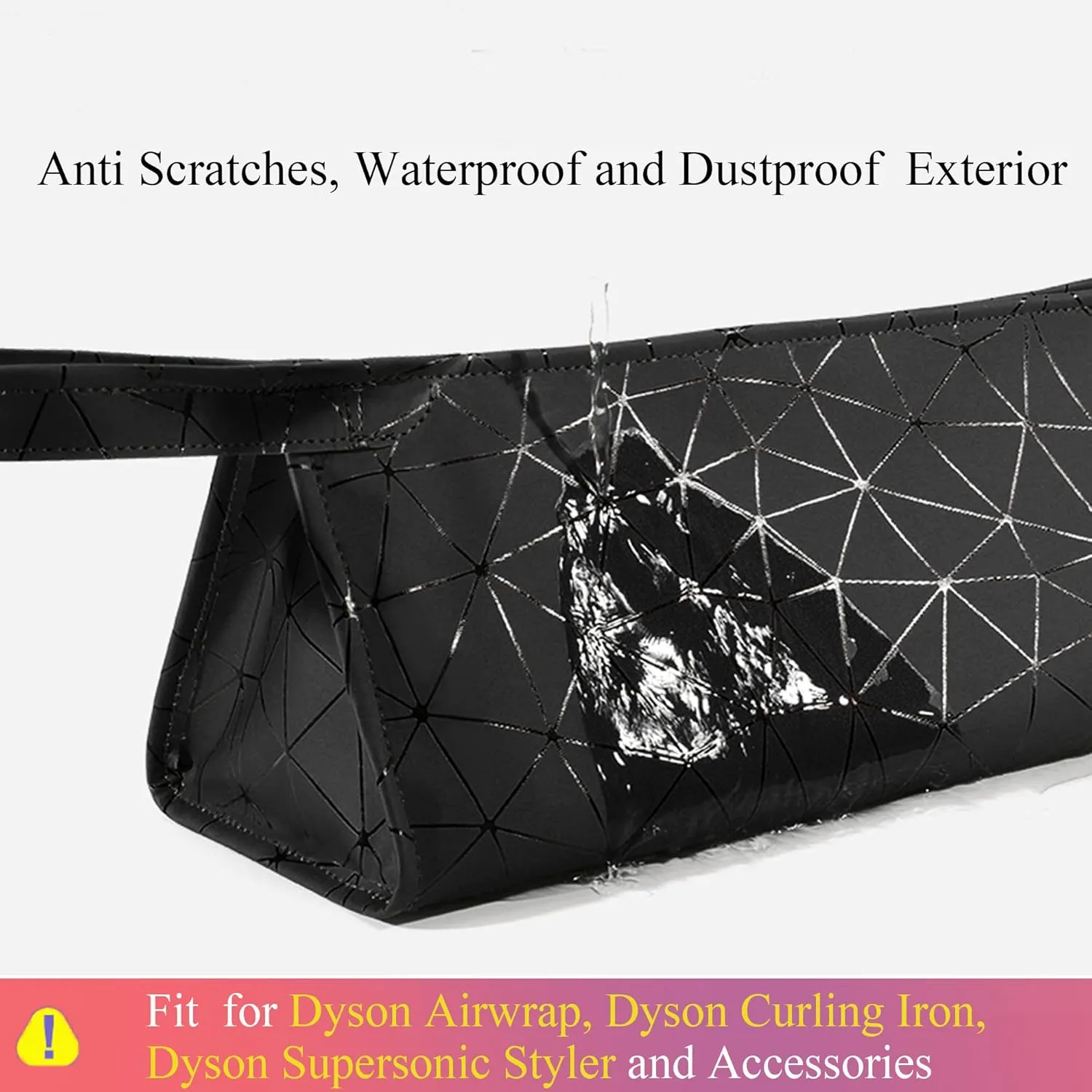 Leather Travel Case Travel Case Compatible with Airwrap Styler, Portable Waterproof Organizer Bag for Shark FlexStyle Attachments Storage, Dark Black