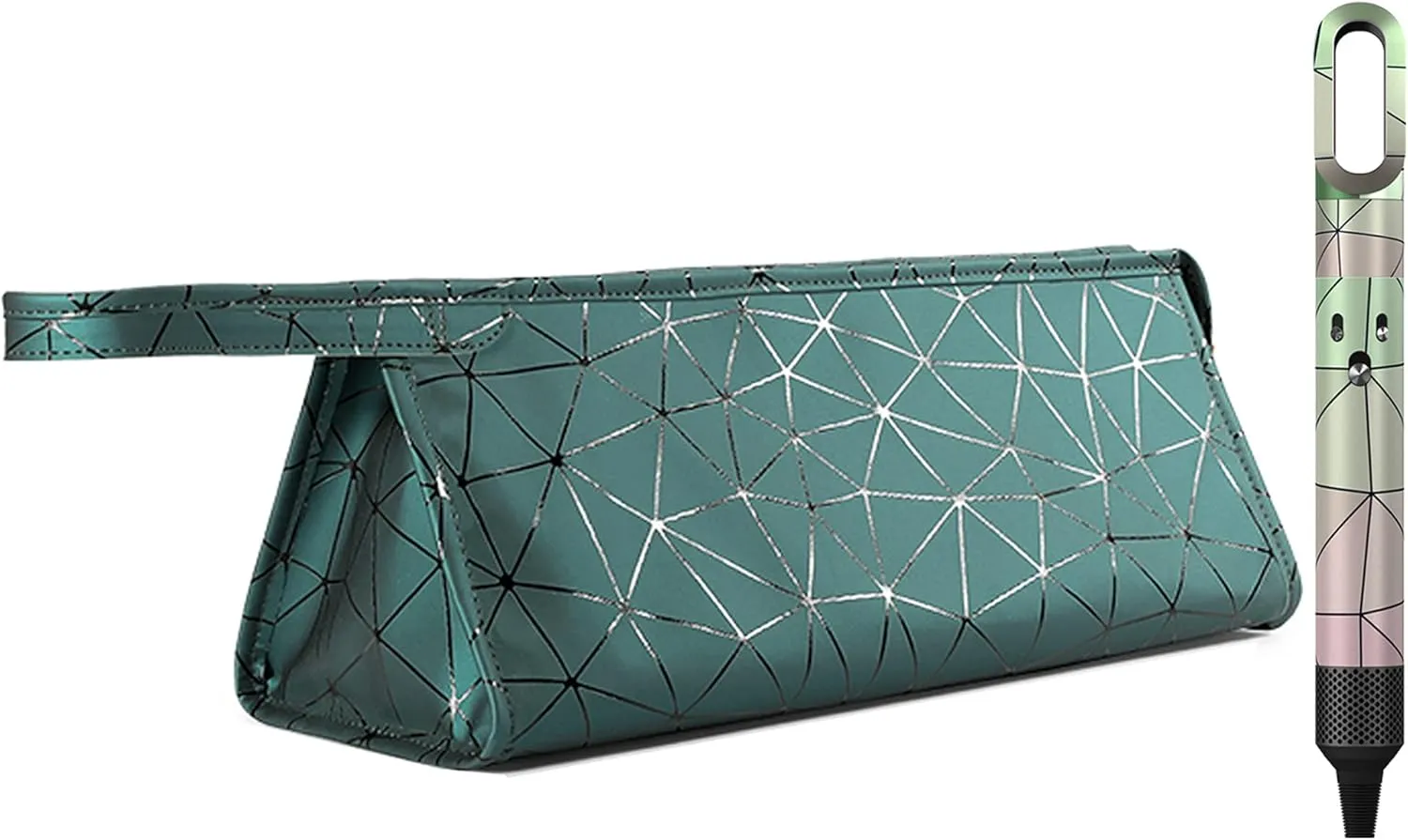Leather Travel Case Travel Case Compatible with Dyson Airwrap Styler, Portable Waterproof Dyson Airwrap Travel Case, Airwrap Organizer Bag for Shark FlexStyle Attachments Storage, Dark Green
