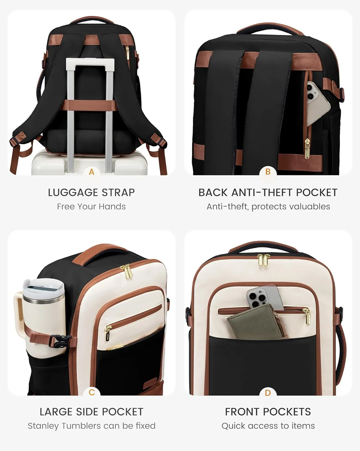 LOVEVOOK Travel Backpack for Women with Shoes Compartment,50L Personal Item Travel Bag Flight Approved Carry On Backpack with 2 Packing Cubes,Large Casual Weekender Luggage Daypack