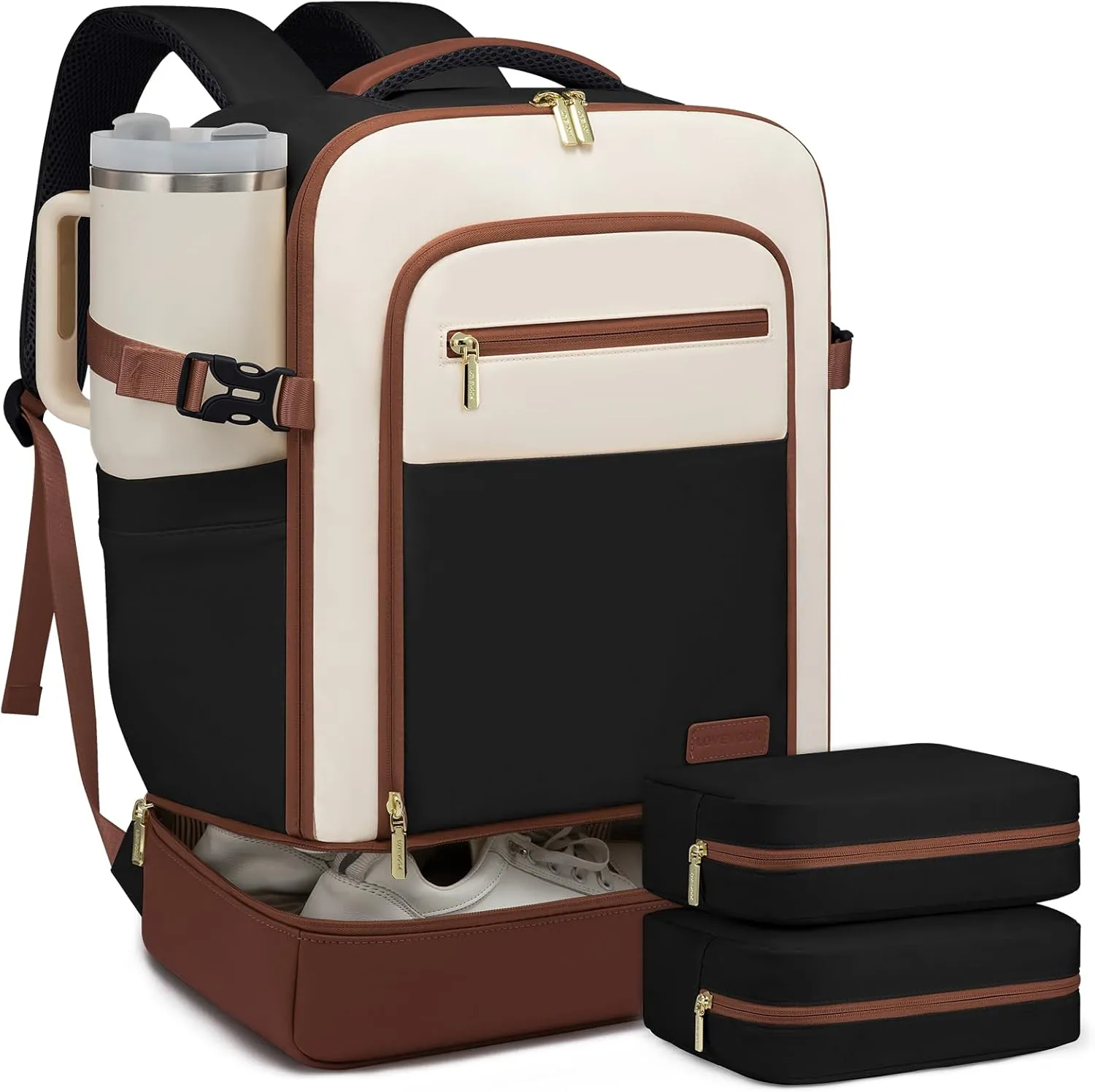 LOVEVOOK Travel Backpack for Women with Shoes Compartment,50L Personal Item Travel Bag Flight Approved Carry On Backpack with 2 Packing Cubes,Large Casual Weekender Luggage Daypack
