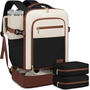 LOVEVOOK Travel Backpack for Women with Shoes Compartment,50L Personal Item Travel Bag Flight Approved Carry On Backpack with 2 Packing Cubes,Large Casual Weekender Luggage Daypack